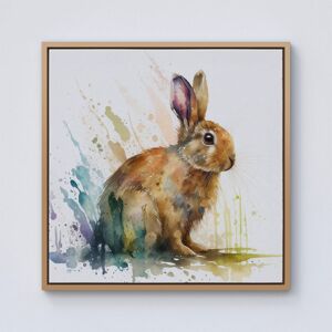 Warren Reed - Designer Rabbit Splash Watercolour Framed Canvas in Light Brown Size: W30" x H30" Light Brown W30" x H30" Warren Reed - Designer Rabbit Splash Watercolour Framed Canvas in Light Brown Size: W30" x H30" Light Brown W30" x H30"