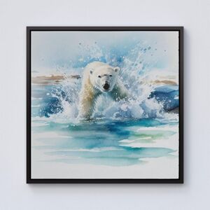 Warren Reed - Designer Hunting Polar Bear Watercolour Framed Canvas in Black Size: w10 inch x h10 inch Black w10 inch x h10 inch Warren Reed - Designer Hunting Polar Bear Watercolour Framed Canvas in Black Size: w10 inch x h10 inch Black w10 inch x h10 inch