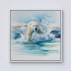 Warren Reed - Designer Hunting Polar Bear Watercolour Framed Canvas in Off-White Size: W16" x H16" Off-White W16" x H16" Warren Reed - Designer Hunting Polar Bear Watercolour Framed Canvas in Off-White Size: W16" x H16" Off-White W16" x H16"