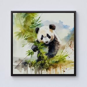 Warren Reed - Designer Panda Eating Bamboo Watercolour Framed Canvas in Black Size: W30" x H30" Black W30" x H30" Warren Reed - Designer Panda Eating Bamboo Watercolour Framed Canvas in Black Size: W30" x H30" Black W30" x H30"