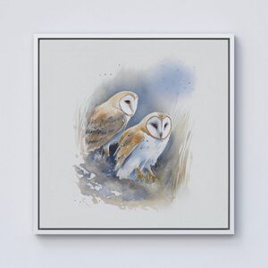 Warren Reed - Designer Barn Ano Owls Watercolour Framed Canvas in Off-White Size: W16" x H16" Off-White W16" x H16" Warren Reed - Designer Barn Ano Owls Watercolour Framed Canvas in Off-White Size: W16" x H16" Off-White W16" x H16"