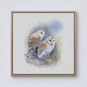 Warren Reed - Designer Barn Ano Owls Watercolour Framed Canvas in Light Brown Size: W16" x H16" Light Brown W16" x H16" Warren Reed - Designer Barn Ano Owls Watercolour Framed Canvas in Light Brown Size: W16" x H16" Light Brown W16" x H16"