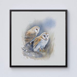 Warren Reed - Designer Barn Ano Owls Watercolour Framed Canvas in Black Size: w40 inch x h40 inch Black w40 inch x h40 inch Warren Reed - Designer Barn Ano Owls Watercolour Framed Canvas in Black Size: w40 inch x h40 inch Black w40 inch x h40 inch