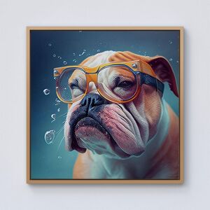 Warren Reed - Designer Bulldog With Glasses Splashart Framed Canvas in Light Brown Size: W16" x H16" Light Brown W16" x H16" Warren Reed - Designer Bulldog With Glasses Splashart Framed Canvas in Light Brown Size: W16" x H16" Light Brown W16" x H16"