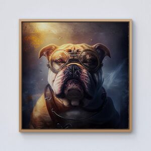 Warren Reed - Designer Bulldog With Glasses Splashart Golden Framed Canvas in Light Brown Size: w10 inch x h10 inch Light Brown w10 inch x h10 inch Warren Reed - Designer Bulldog With Glasses Splashart Golden Framed Canvas in Light Brown Size: w10 inch x h10 inch Light Brown w10 inch x h10 inch