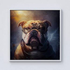 Warren Reed - Designer Bulldog With Glasses Splashart Golden Framed Canvas in Off-White Size: w40 inch x h40 inch Off-White w40 inch x h40 inch Warren Reed - Designer Bulldog With Glasses Splashart Golden Framed Canvas in Off-White Size: w40 inch x h40 inch Off-White w40 inch x h40 inch