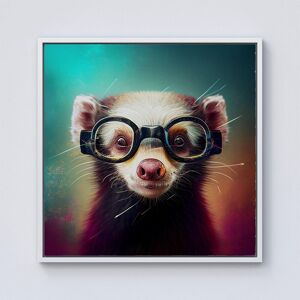 Warren Reed - Designer Ferret With Glasses Splashart Framed Canvas in Off-White Size: W16" x H16" Off-White W16" x H16" Warren Reed - Designer Ferret With Glasses Splashart Framed Canvas in Off-White Size: W16" x H16" Off-White W16" x H16"