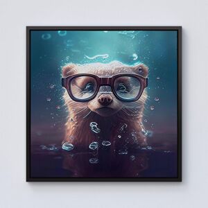 Warren Reed - Designer Ferret With Glasses Splashart Water Framed Canvas in Black Size: W16" x H16" Black W16" x H16" Warren Reed - Designer Ferret With Glasses Splashart Water Framed Canvas in Black Size: W16" x H16" Black W16" x H16"
