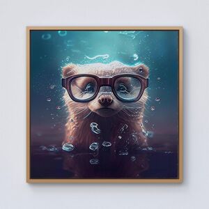 Warren Reed - Designer Ferret With Glasses Splashart Water Framed Canvas in Light Brown Size: W16" x H16" Light Brown W16" x H16" Warren Reed - Designer Ferret With Glasses Splashart Water Framed Canvas in Light Brown Size: W16" x H16" Light Brown W16" x H16"