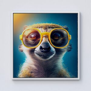 Warren Reed - Designer Meerkat With Glasses Splashart Framed Canvas in Off-White Size: w10 inch x h10 inch Off-White w10 inch x h10 inch Warren Reed - Designer Meerkat With Glasses Splashart Framed Canvas in Off-White Size: w10 inch x h10 inch Off-White w10 inch x h10 inch