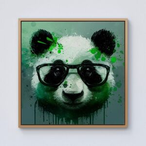 Warren Reed - Designer Panda With Glasses, Green Splashart Framed Canvas in Light Brown Size: w40 inch x h40 inch Light Brown w40 inch x h40 inch Warren Reed - Designer Panda With Glasses, Green Splashart Framed Canvas in Light Brown Size: w40 inch x h40 inch Light Brown w40 inch x h40 inch