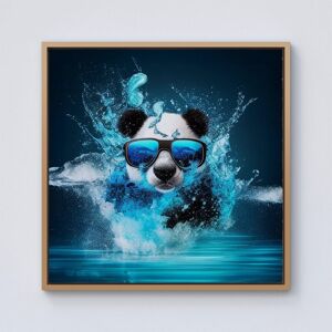 Warren Reed - Designer Panda With Glasses Splashart Water Framed Canvas in Light Brown Size: w10 inch x h10 inch Light Brown w10 inch x h10 inch Warren Reed - Designer Panda With Glasses Splashart Water Framed Canvas in Light Brown Size: w10 inch x h10 inch Light Brown w10 inch x h10 inch
