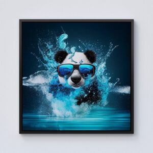 Warren Reed - Designer Panda With Glasses Splashart Water Framed Canvas in Black Size: W16" x H16" Black W16" x H16" Warren Reed - Designer Panda With Glasses Splashart Water Framed Canvas in Black Size: W16" x H16" Black W16" x H16"