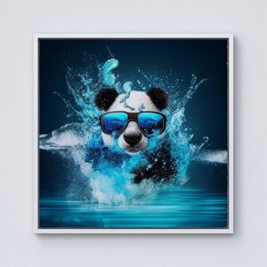 Warren Reed - Designer Panda With Glasses Splashart Water Framed Canvas in Off-White Size: W30" x H30" Off-White W30" x H30" Warren Reed - Designer Panda With Glasses Splashart Water Framed Canvas in Off-White Size: W30" x H30" Off-White W30" x H30"