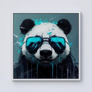 Warren Reed - Designer Panda With Blue Glasses Splashart Framed Canvas in Off-White Size: W30" x H30" Off-White W30" x H30" Warren Reed - Designer Panda With Blue Glasses Splashart Framed Canvas in Off-White Size: W30" x H30" Off-White W30" x H30"