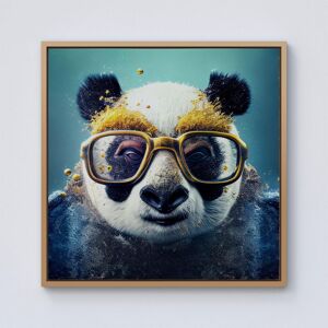 Warren Reed - Designer Panda With Golden Glasses Splashart Framed Canvas in Light Brown Size: W30" x H30" Light Brown W30" x H30" Warren Reed - Designer Panda With Golden Glasses Splashart Framed Canvas in Light Brown Size: W30" x H30" Light Brown W30" x H30"