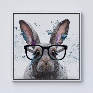 Warren Reed - Designer Rabbit With Glasses Splashart Framed Canvas in Off-White Size: W30" x H30" Off-White W30" x H30" Warren Reed - Designer Rabbit With Glasses Splashart Framed Canvas in Off-White Size: W30" x H30" Off-White W30" x H30"
