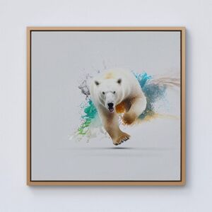 Warren Reed - Designer Charging Polar Bear Framed Canvas in Light Brown Size: w10 inch x h10 inch Light Brown w10 inch x h10 inch Warren Reed - Designer Charging Polar Bear Framed Canvas in Light Brown Size: w10 inch x h10 inch Light Brown w10 inch x h10 inch