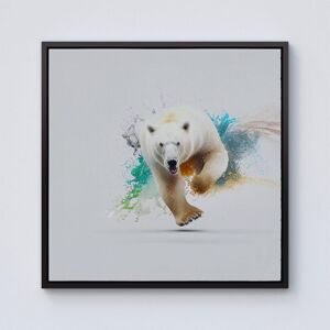 Warren Reed - Designer Charging Polar Bear Framed Canvas in Black Size: w40 inch x h40 inch Black w40 inch x h40 inch Warren Reed - Designer Charging Polar Bear Framed Canvas in Black Size: w40 inch x h40 inch Black w40 inch x h40 inch