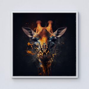 Warren Reed - Designer Golden Giraffe Face Splashart Framed Canvas in Off-White Size: W30" x H30" Off-White W30" x H30" Warren Reed - Designer Golden Giraffe Face Splashart Framed Canvas in Off-White Size: W30" x H30" Off-White W30" x H30"