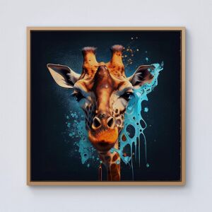 Warren Reed - Designer Blue Giraffe Face Splashart Framed Canvas in Light Brown Size: w40 inch x h40 inch Light Brown w40 inch x h40 inch Warren Reed - Designer Blue Giraffe Face Splashart Framed Canvas in Light Brown Size: w40 inch x h40 inch Light Brown w40 inch x h40 inch