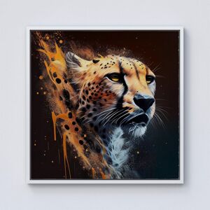 Warren Reed - Designer Cheetah Face Splashart Dark Background Framed Canvas in Off-White Size: w40 inch x h40 inch Off-White w40 inch x h40 inch Warren Reed - Designer Cheetah Face Splashart Dark Background Framed Canvas in Off-White Size: w40 inch x h40 inch Off-White w40 inch x h40 inch