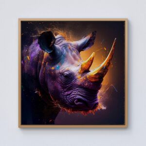 Warren Reed - Designer Golden Rhino Face Splashart Framed Canvas in Light Brown Size: W30" x H30" Light Brown W30" x H30" Warren Reed - Designer Golden Rhino Face Splashart Framed Canvas in Light Brown Size: W30" x H30" Light Brown W30" x H30"