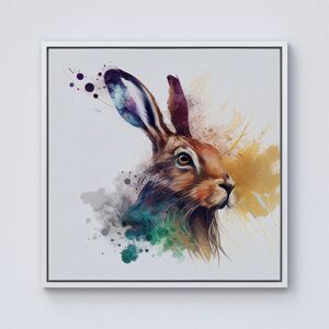 Warren Reed - Designer Hare Close Up Splashart Framed Canvas in Off-White Size: W30" x H30" Off-White W30" x H30" Warren Reed - Designer Hare Close Up Splashart Framed Canvas in Off-White Size: W30" x H30" Off-White W30" x H30"