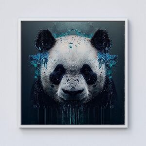 Warren Reed - Designer Panda Face Splashart Dark Background Framed Canvas in Off-White Size: W30" x H30" Off-White W30" x H30" Warren Reed - Designer Panda Face Splashart Dark Background Framed Canvas in Off-White Size: W30" x H30" Off-White W30" x H30"