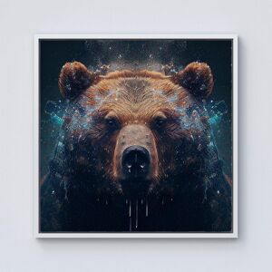 Warren Reed - Designer Brown Bear Face Splashart Framed Canvas in Off-White Size: W30" x H30" Off-White W30" x H30" Warren Reed - Designer Brown Bear Face Splashart Framed Canvas in Off-White Size: W30" x H30" Off-White W30" x H30"
