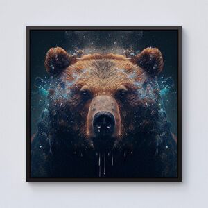 Warren Reed - Designer Brown Bear Face Splashart Framed Canvas in Black Size: w40 inch x h40 inch Black w40 inch x h40 inch Warren Reed - Designer Brown Bear Face Splashart Framed Canvas in Black Size: w40 inch x h40 inch Black w40 inch x h40 inch
