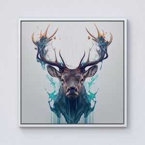 Warren Reed - Designer Stag Face Splashart Framed Canvas in Off-White Size: w10 inch x h10 inch Off-White w10 inch x h10 inch Warren Reed - Designer Stag Face Splashart Framed Canvas in Off-White Size: w10 inch x h10 inch Off-White w10 inch x h10 inch