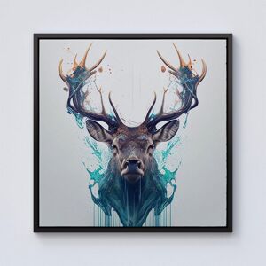 Warren Reed - Designer Stag Face Splashart Framed Canvas in Black Size: w40 inch x h40 inch Black w40 inch x h40 inch Warren Reed - Designer Stag Face Splashart Framed Canvas in Black Size: w40 inch x h40 inch Black w40 inch x h40 inch