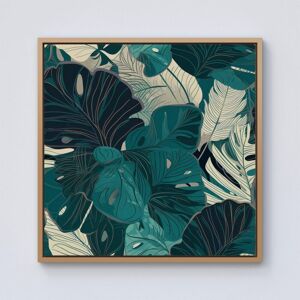 Warren Reed - Designer Tropical Green Leaves Framed Canvas in Light Brown Size: w40 inch x h40 inch Light Brown w40 inch x h40 inch Warren Reed - Designer Tropical Green Leaves Framed Canvas in Light Brown Size: w40 inch x h40 inch Light Brown w40 inch x h40 inch