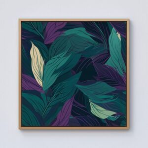 Warren Reed - Designer Green Purple Tropical Leaves Framed Canvas in Light Brown Size: w10 inch x h10 inch Light Brown w10 inch x h10 inch Warren Reed - Designer Green Purple Tropical Leaves Framed Canvas in Light Brown Size: w10 inch x h10 inch Light Brown w10 inch x h10 inch
