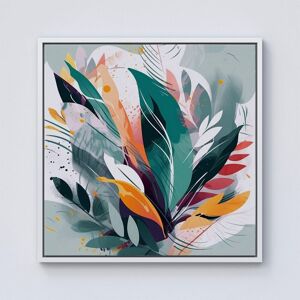 Warren Reed - Designer Coloured Abstrace Feather Leaves Framed Canvas in Off-White Size: w40 inch x h40 inch Off-White w40 inch x h40 inch Warren Reed - Designer Coloured Abstrace Feather Leaves Framed Canvas in Off-White Size: w40 inch x h40 inch Off-White w40 inch x h40 inch