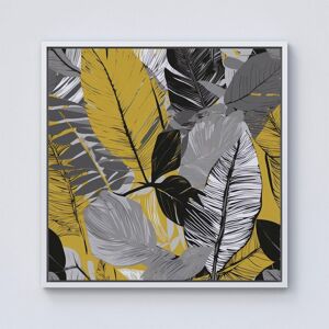Warren Reed - Designer Grey Yellow Floral Leaves Framed Canvas in Off-White Size: w40 inch x h40 inch Off-White w40 inch x h40 inch Warren Reed - Designer Grey Yellow Floral Leaves Framed Canvas in Off-White Size: w40 inch x h40 inch Off-White w40 inch x h40 inch