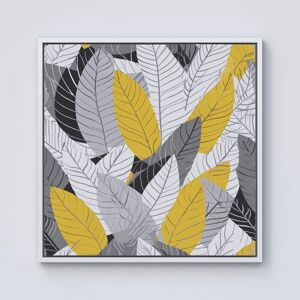 Warren Reed - Designer Yellow Grey Feather Leaves Framed Canvas in Off-White Size: W16" x H16" Off-White W16" x H16" Warren Reed - Designer Yellow Grey Feather Leaves Framed Canvas in Off-White Size: W16" x H16" Off-White W16" x H16"