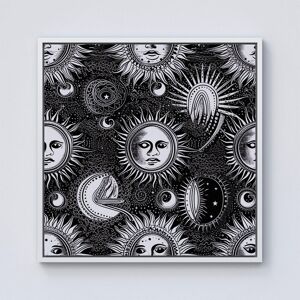 Warren Reed - Designer Moon & Sun Black White Framed Canvas in Off-White Size: w40 inch x h40 inch Off-White w40 inch x h40 inch Warren Reed - Designer Moon & Sun Black White Framed Canvas in Off-White Size: w40 inch x h40 inch Off-White w40 inch x h40 inch