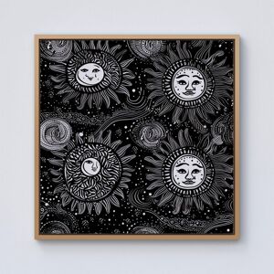 Warren Reed - Designer Moon & Sun White Black Framed Canvas in Light Brown Size: w40 inch x h40 inch Light Brown w40 inch x h40 inch Warren Reed - Designer Moon & Sun White Black Framed Canvas in Light Brown Size: w40 inch x h40 inch Light Brown w40 inch x h40 inch
