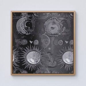 Warren Reed - Designer Black Grey Abstract Sun & Moon Framed Canvas in Light Brown Size: w40 inch x h40 inch Light Brown w40 inch x h40 inch Warren Reed - Designer Black Grey Abstract Sun & Moon Framed Canvas in Light Brown Size: w40 inch x h40 inch Light Brown w40 inch x h40 inch