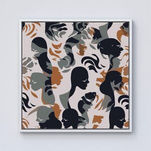 Warren Reed - Designer Abstract Grey Brown Silhouette Framed Canvas in Off-White Size: W30" x H30" Off-White W30" x H30" Warren Reed - Designer Abstract Grey Brown Silhouette Framed Canvas in Off-White Size: W30" x H30" Off-White W30" x H30"