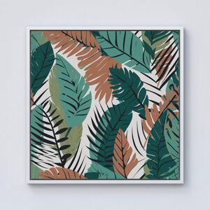 Warren Reed - Designer Tropical Floral Leaves Green Brown Framed Canvas in Off-White Size: w40 inch x h40 inch Off-White w40 inch x h40 inch Warren Reed - Designer Tropical Floral Leaves Green Brown Framed Canvas in Off-White Size: w40 inch x h40 inch Off-White w40 inch x h40 inch