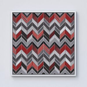 Warren Reed - Designer Red Grey Geometric Pattern Framed Canvas in Off-White Size: W30" x H30" Off-White W30" x H30" Warren Reed - Designer Red Grey Geometric Pattern Framed Canvas in Off-White Size: W30" x H30" Off-White W30" x H30"