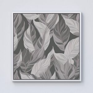 Warren Reed - Designer Grey Floral Leaves Framed Canvas in Off-White Size: w40 inch x h40 inch Off-White w40 inch x h40 inch Warren Reed - Designer Grey Floral Leaves Framed Canvas in Off-White Size: w40 inch x h40 inch Off-White w40 inch x h40 inch