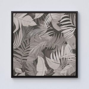 Warren Reed - Designer Grey Brown Tropical Leaves Framed Canvas in Black Size: W30" x H30" Black W30" x H30" Warren Reed - Designer Grey Brown Tropical Leaves Framed Canvas in Black Size: W30" x H30" Black W30" x H30"