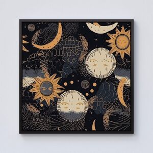 Warren Reed - Designer Gold Sun & Moon Framed Canvas in Black Size: W16" x H16" Black W16" x H16" Warren Reed - Designer Gold Sun & Moon Framed Canvas in Black Size: W16" x H16" Black W16" x H16"