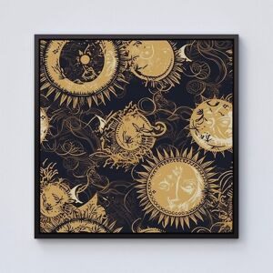Warren Reed - Designer Moon & Sun Gold Blue Framed Canvas in Black Size: W30" x H30" Black W30" x H30" Warren Reed - Designer Moon & Sun Gold Blue Framed Canvas in Black Size: W30" x H30" Black W30" x H30"