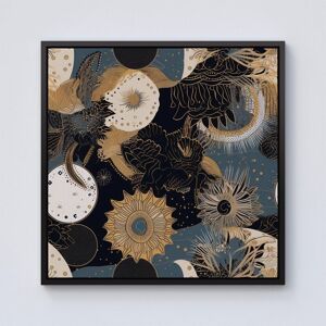 Warren Reed - Designer Abstract Blue Gold Moon Sun Framed Canvas in Black Size: w10 inch x h10 inch Black w10 inch x h10 inch Warren Reed - Designer Abstract Blue Gold Moon Sun Framed Canvas in Black Size: w10 inch x h10 inch Black w10 inch x h10 inch