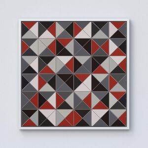 Warren Reed - Designer Grey Red Triangle Geometric Framed Canvas in Off-White Size: w40 inch x h40 inch Off-White w40 inch x h40 inch Warren Reed - Designer Grey Red Triangle Geometric Framed Canvas in Off-White Size: w40 inch x h40 inch Off-White w40 inch x h40 inch